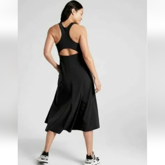 NWT Athleta Black Hybrid Support Winona Midi Dress, Size LP - Picture 3 of 14